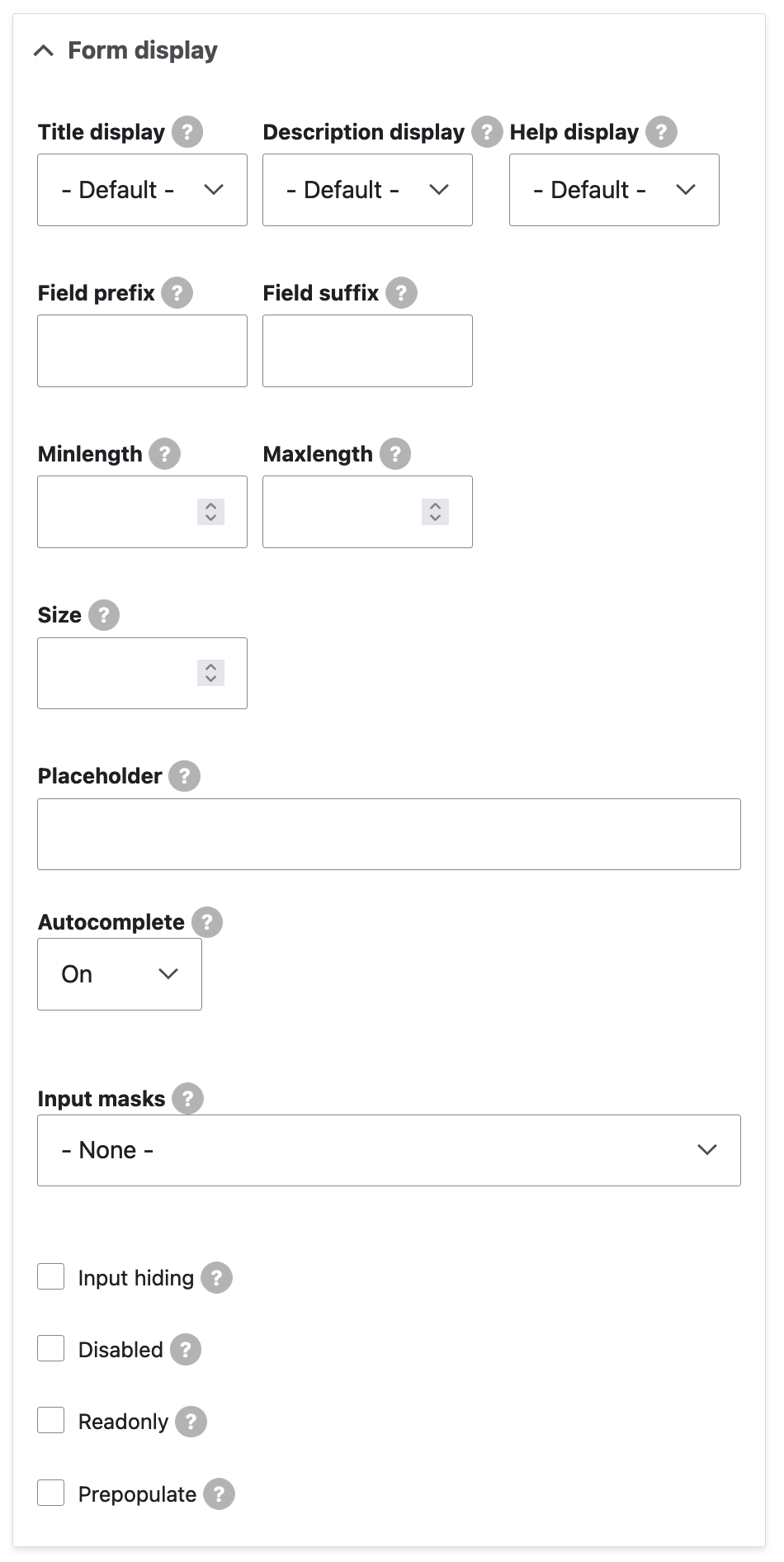 Drupal Webform add element - General settings - Form display