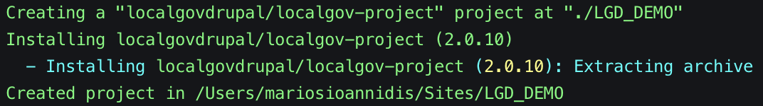 LocalGov Drupal: Composer create-project output
