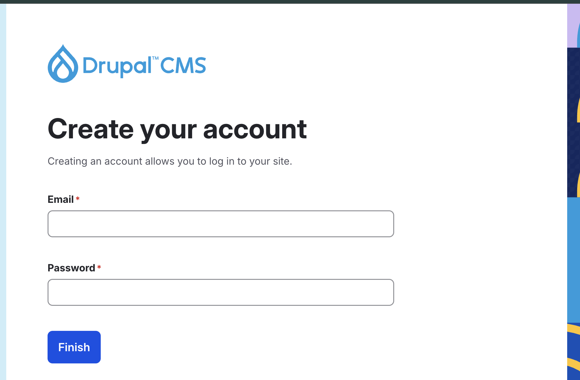 Setting your Drupal account credentials
