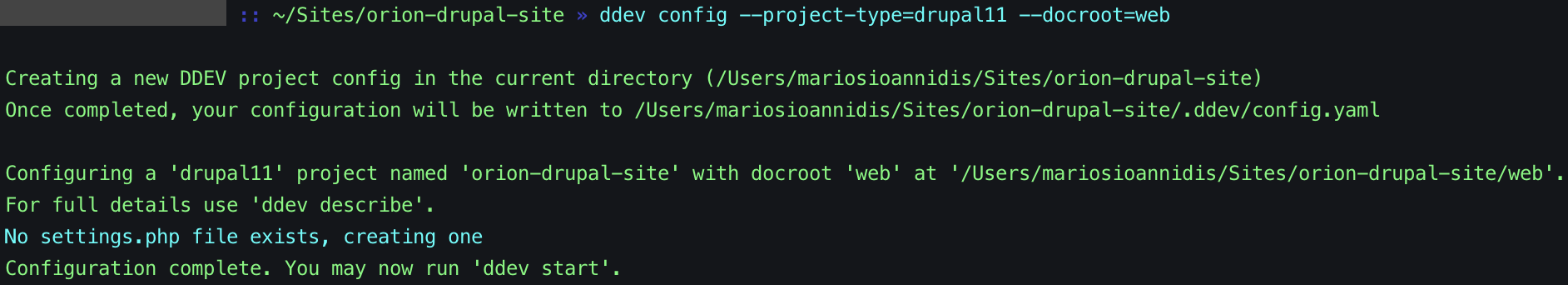 DDEV configuration complete