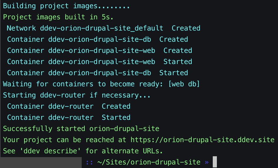 ddev start output