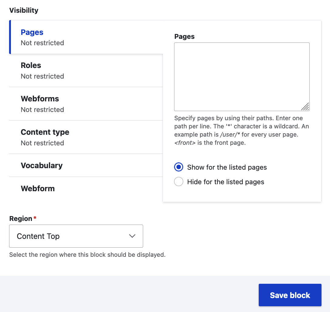 Webform block - Configure block 3