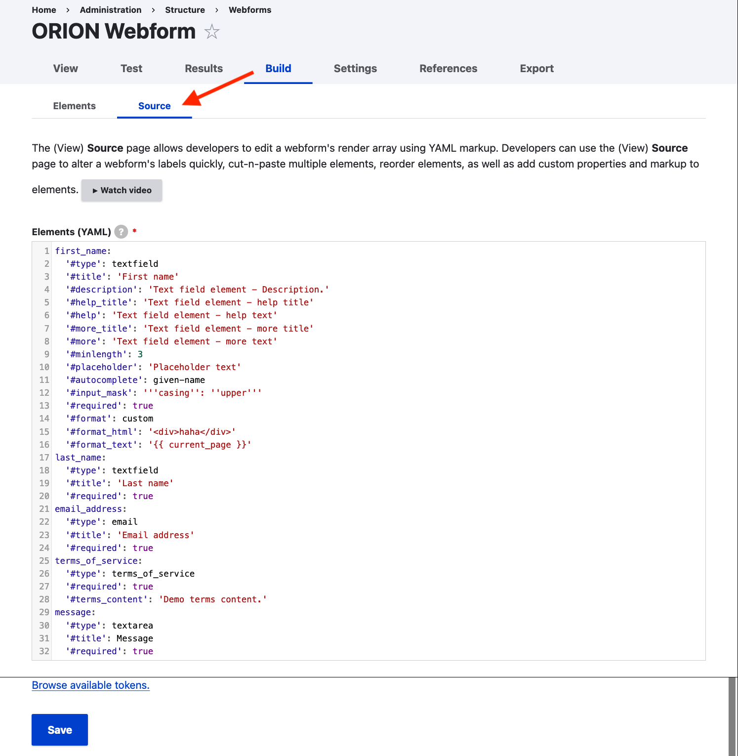 Webform YAML source