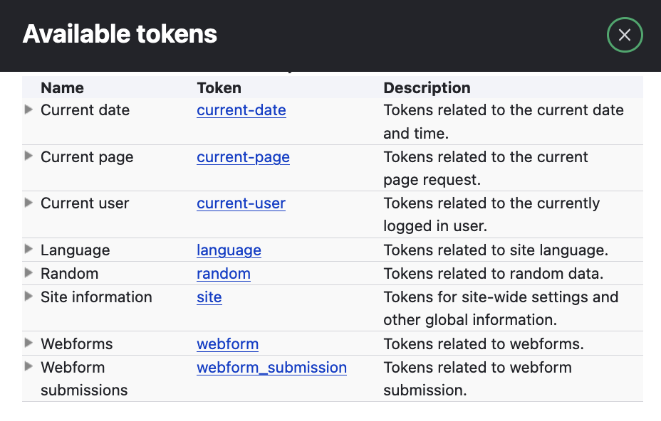 Webform email handlers - tokens