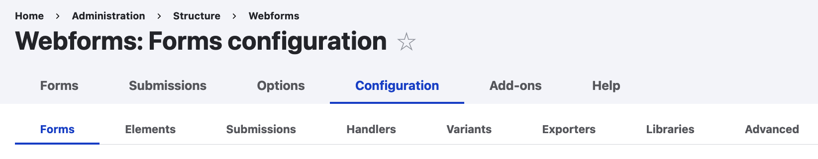 Webform settings tabs