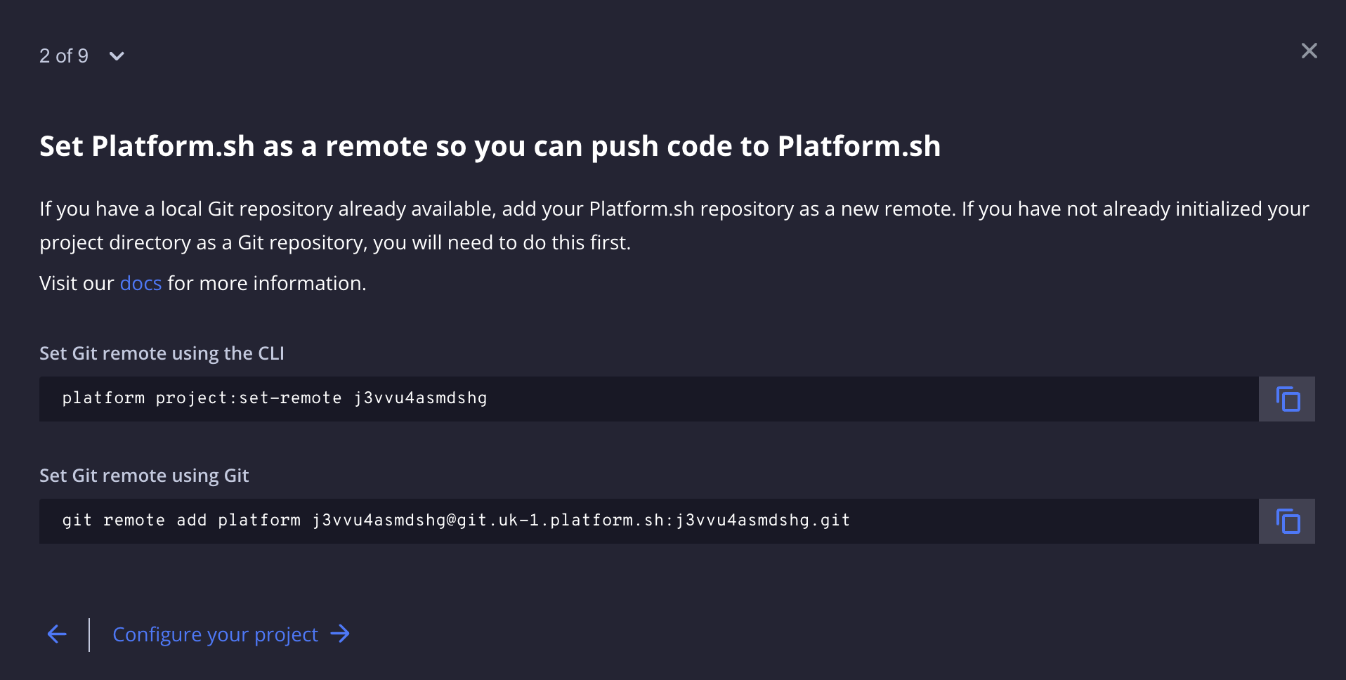 Platform.sh: Set GIT remote