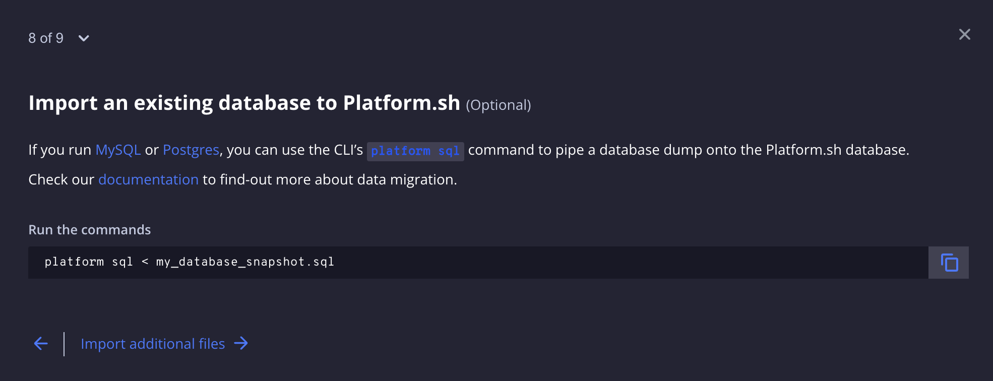 Platform.sh: Importing a database dump
