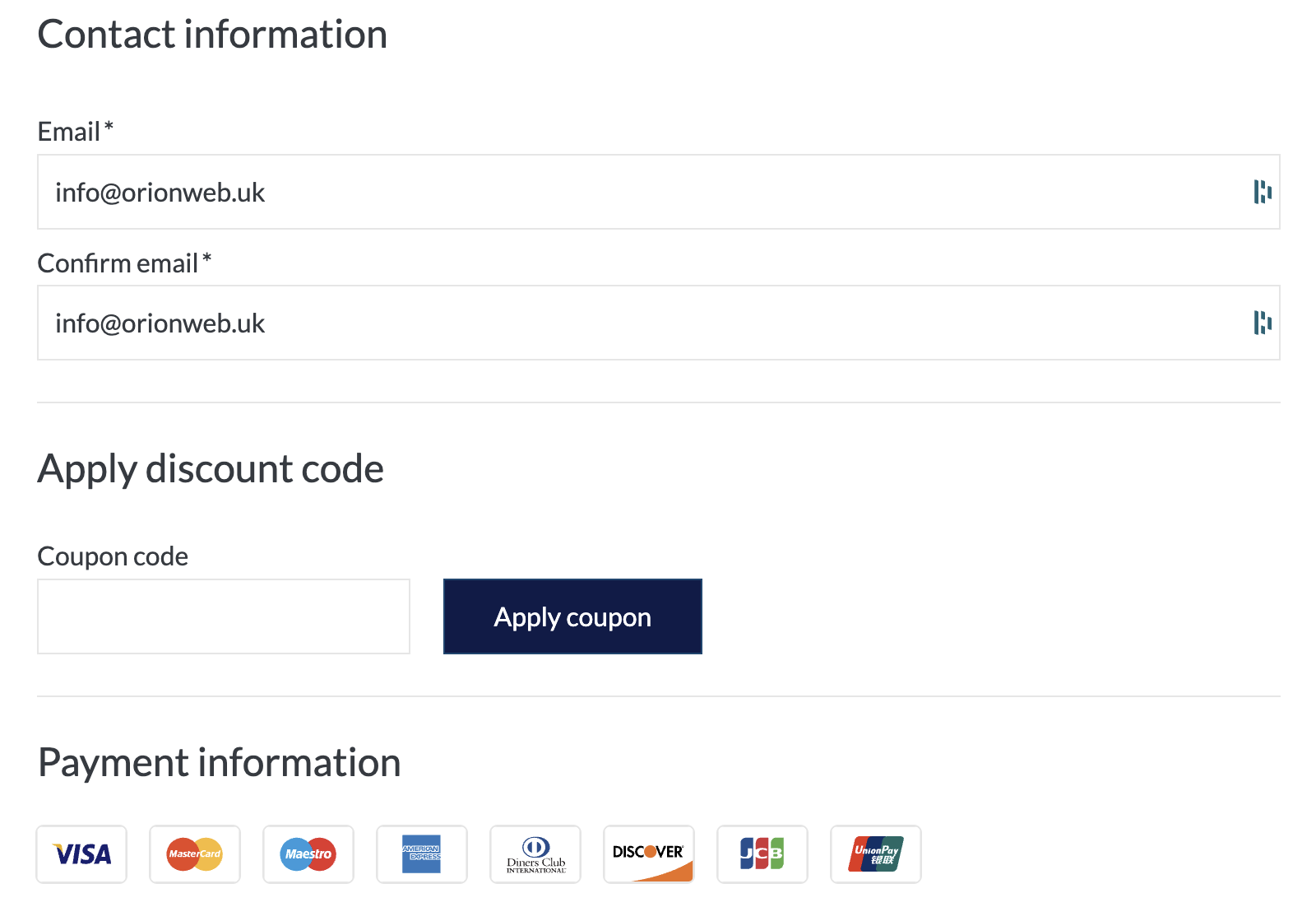 SCI Event registration: Order review and payment step